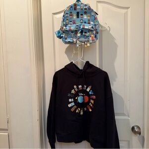 Disney 100 Black Hoodie with matching backpack, perfect gift for Christmas!